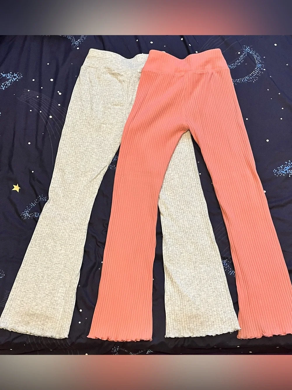 Girls Sz 7/8 Justice Ribbed Flare Pants Bundle of 2 Pink & Gray